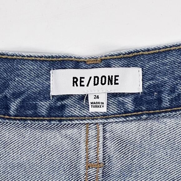RE/DONE 90s Comfy Jeans Women’s Size 24 Sunfaded Destroy Light Wash Distressed - Picture 4 of 6